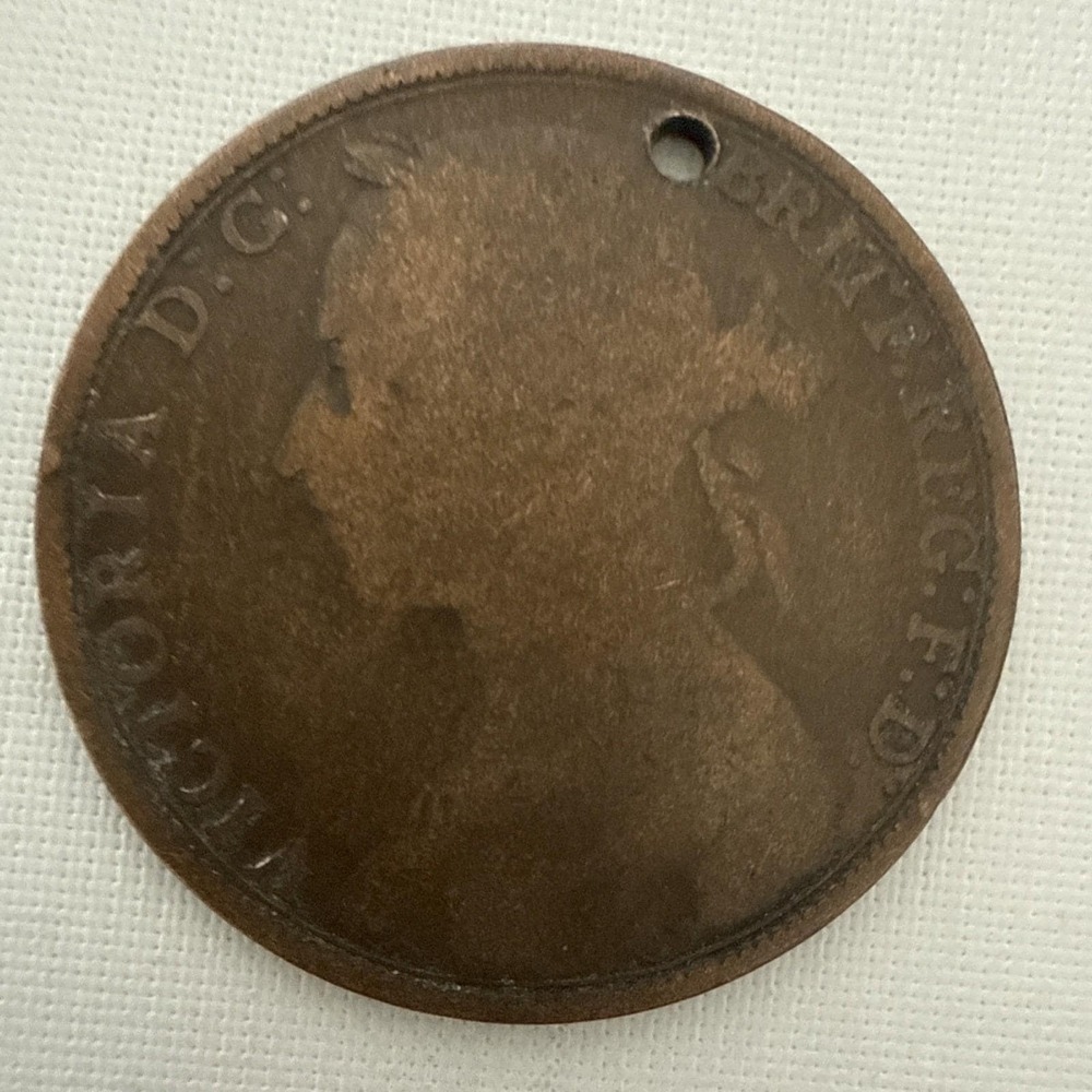 1892 VICTORIA D:G: BRITT REG:‎ F:D: One Penny Coin